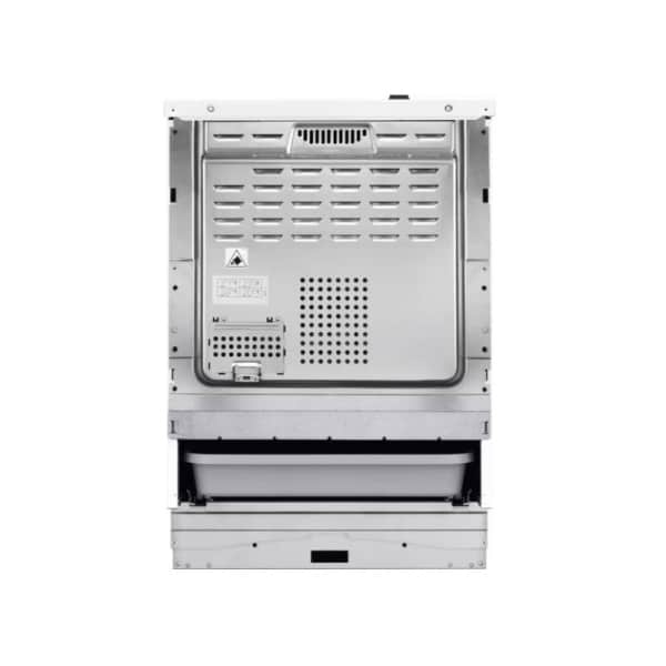 Zadná strana sporáka AEG CCB6440CBW so vzduchovými otvormi a servisnými prvkami.